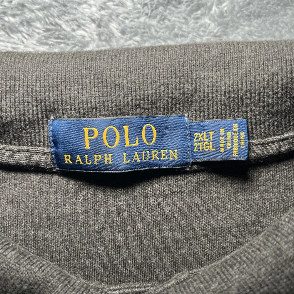 Polo Ralph Lauren Grey Polo Shirt Burgundy Pony 2XLT Big & Tall Mint Condition